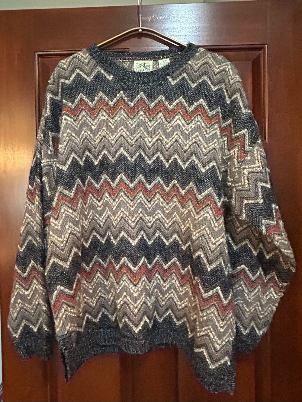 Vintage Harry & David Northwest Express Wool Mohair Zigzag Sweater L